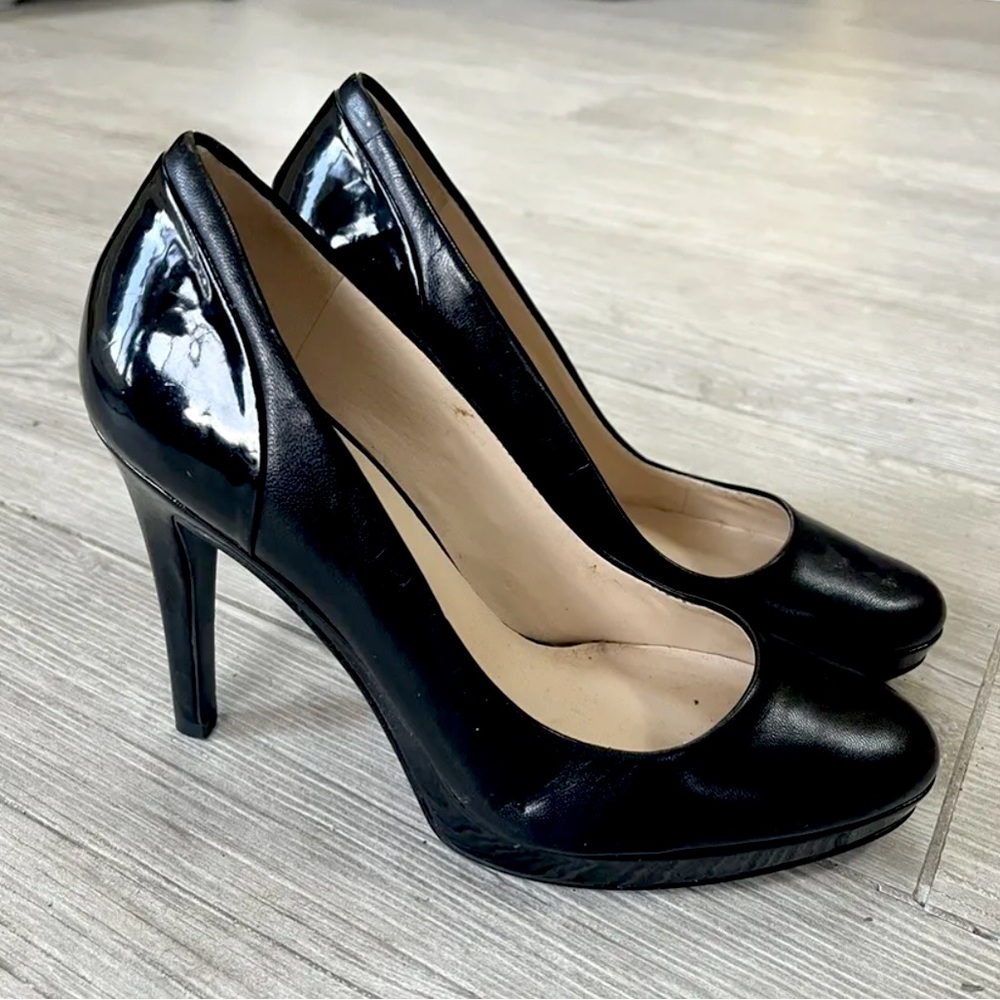 Nine West - Womens 6 - Black Leather Heels Pumps Closed Toe